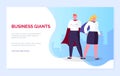 Business Giants Man and Woman Super Heroes Website