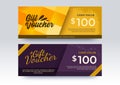 Business Gift Voucher template. Yellow and Purple color style