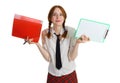 Business girl with a folder and a worksheet