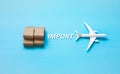 Business global industry and import export concepts with airplane cargo and product box order.Logistics transportation
