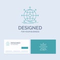 business, global, international, network, web Business Logo Line Icon Symbol for your business. Turquoise Business Cards with Royalty Free Stock Photo