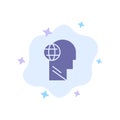 Business, Globe, Head, Mind, Think Blue Icon on Abstract Cloud Background