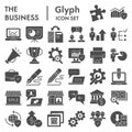 Business glyph icon set, management symbols collection, vector sketches, logo illustrations, marketing signs solid Royalty Free Stock Photo