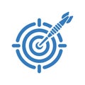 Business goal, blue dartboard, target icon