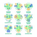 Business Goal Set Icons Vector Color Illustrations