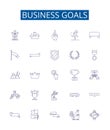Business goals line icons signs set. Design collection of Ambition, Profit, Expansion, Productivity, Clientele, Quality Royalty Free Stock Photo