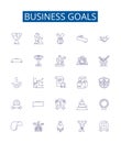 Business goals line icons signs set. Design collection of Ambition, Profit, Expansion, Productivity, Clientele, Quality Royalty Free Stock Photo