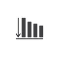 Business graph with arrow down vector icon Royalty Free Stock Photo