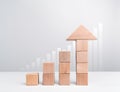 Business graph chart with wooden cube blocks. Royalty Free Stock Photo