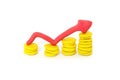 Business graph coins plasticine Royalty Free Stock Photo