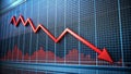 business graph with decline arrow, cut arrow, drop arrow diagram, reduce arrow, AI