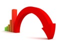 Business graph decline arrow down crisis concept Royalty Free Stock Photo