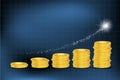 Business graph with dollar coins Royalty Free Stock Photo