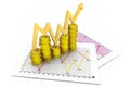 Business graph of dollar coins Royalty Free Stock Photo