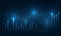 Business graph in the form of a candlestick chart. Dark blue abstract technology background, reflecting the concept of Royalty Free Stock Photo