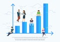 Business graph growth concept white illustration