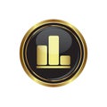 Business graph icon on black with gold button Royalty Free Stock Photo