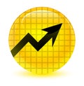 Business graph icon glassy yellow round button