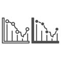 Business graph line and solid icon, business concept, Statistic finance chart sign on white background, Analytics