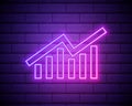 Business graph neon sign.graphic neon banner isolated on brick wall background