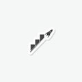 Business Graph with rocket going up icon sticker isolated on gray background