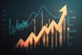 Business graph showing growth financial graphs, glowing lines and diagram on digital screen Royalty Free Stock Photo