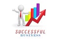 Business graph statistics . 3D small people man Royalty Free Stock Photo