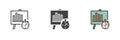 Business graph and stopwatch different style icon set