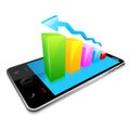 Business Graph on Touchscreen Mobile Screen Royalty Free Stock Photo
