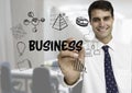 Business graphic. Business men writing it in the office Royalty Free Stock Photo