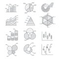 Business graphs diagrams icons set.