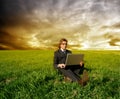 Business on the grass field Royalty Free Stock Photo