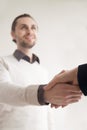 Business greeting handshake, shaking hands with partner, client, Royalty Free Stock Photo