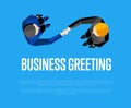 Business greeting. Top view partners handshaking Royalty Free Stock Photo