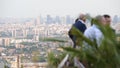 CEO, CTO, CFO team summit on rooftop terrace La Defense Paris