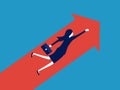 Business growth. Businesswoman flies with arrows. vector