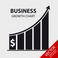 Business Growth Chart - Vector Illustration - Isolated On Transparent Background