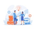 Business growth Concept, business porters a successful team, financing of creative projects. woman and man business handshake Royalty Free Stock Photo