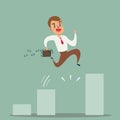 Business growth concept. Businessman jump over growing chart. Royalty Free Stock Photo