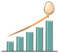 Business growth concept with egg and increasing bar graph. Success visualization Royalty Free Stock Photo