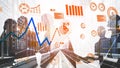 Business Growth Concepts with Data Visualization and Urban Development in Financial Analysis Background for Dynamic Royalty Free Stock Photo