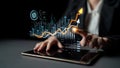 Business Growth and Data Analysis on Tablet with Graphs Showing Success, Digital Technology, and Finance Visualization Royalty Free Stock Photo