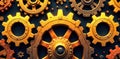 Business Growth Engine An abstract, mechanical inspired visualization of interlocking gears and cogs in polished metallic tones, Royalty Free Stock Photo