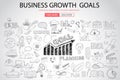 Business Growth Goals concet with Doodle design style