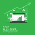 Business growth graph and arrows chart increase to success. Return on investment ROI or increase profit concept. Finance Royalty Free Stock Photo