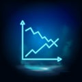 Business growth, graph neon vector icon. Blue neon, Business neon vector icon