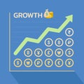 Business growth graph with world currency symbols - Vector Royalty Free Stock Photo