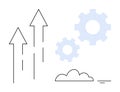 Business Growth and Innovation Concept with Arrows, Gears, and Cloud Design Elements Royalty Free Stock Photo
