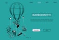 Business growth - line design style isometric web banner Royalty Free Stock Photo