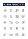 Business growth line vector icons and signs. Profiting, Expanding, Developing, Thriving, Succeeding, Growing, Optimizing Royalty Free Stock Photo